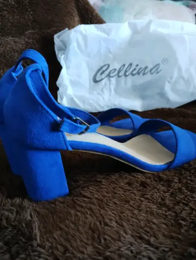 Sandalias azules de taco medio - miniatura 3