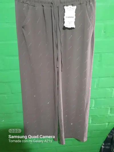Pantalones beige con cordón y brillo - miniatura 2