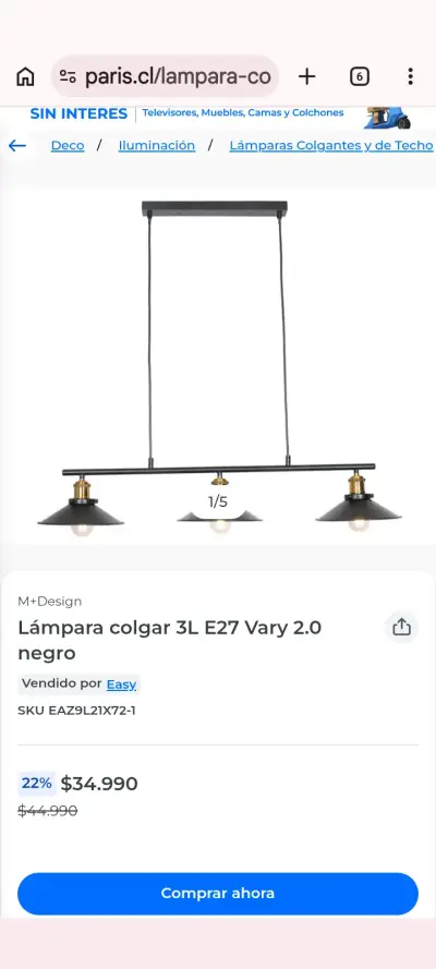 Lámpara de colgar negra Vary - miniatura 2