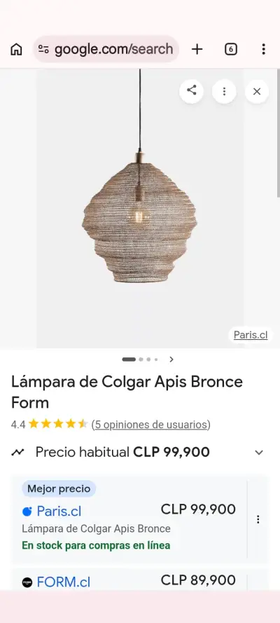Lámpara de colgar Apis bronce - miniatura 2