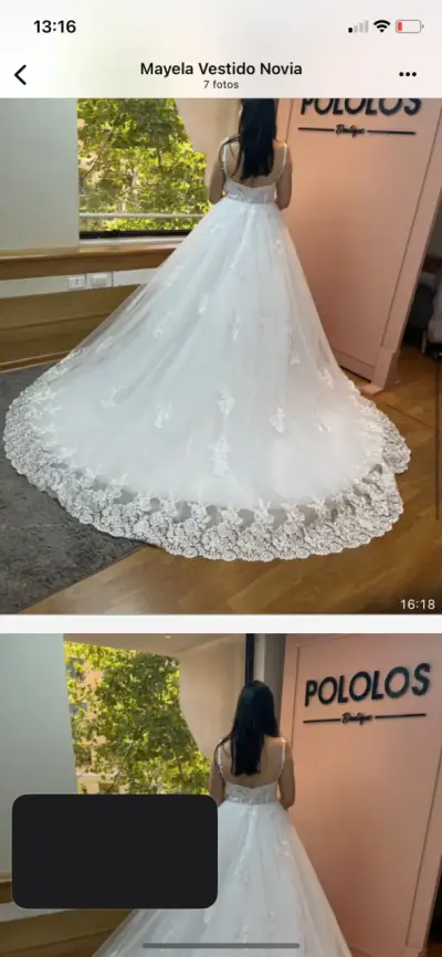 Vestido de novia blanco elegante con encaje estilo - miniatura 5