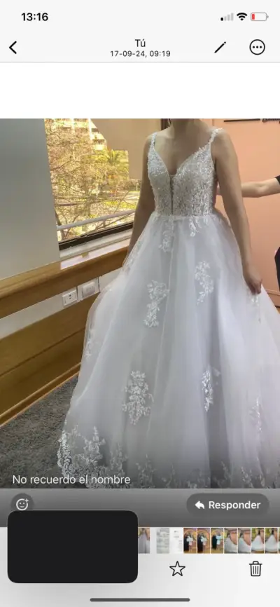 Vestido de novia blanco elegante con encaje estilo - miniatura 6