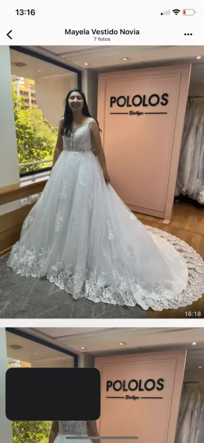 Vestido de novia blanco elegante con encaje estilo - miniatura 7