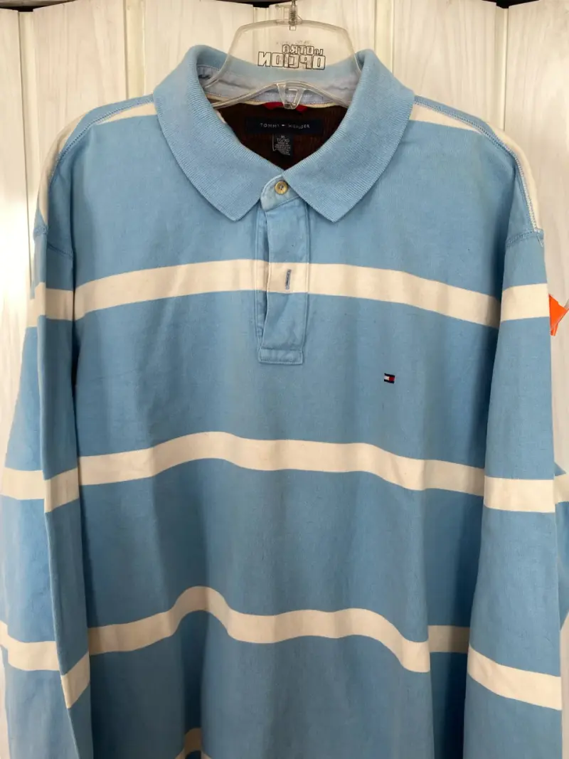 Polera polo celeste a rayas - 1