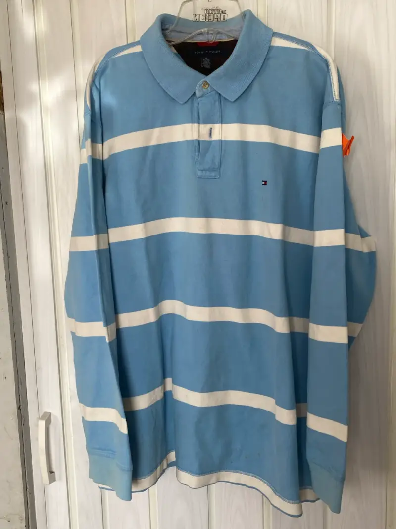 Polera polo celeste a rayas - 3