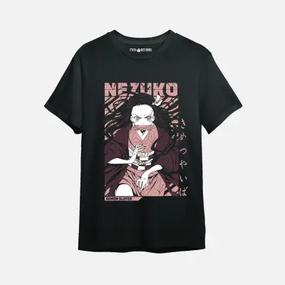 Polera negra Nezuko Kamado anime - miniatura 1