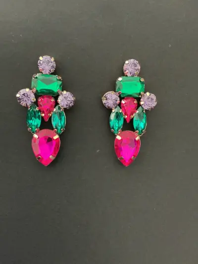 Pendientes con piedras de colores - miniatura 1