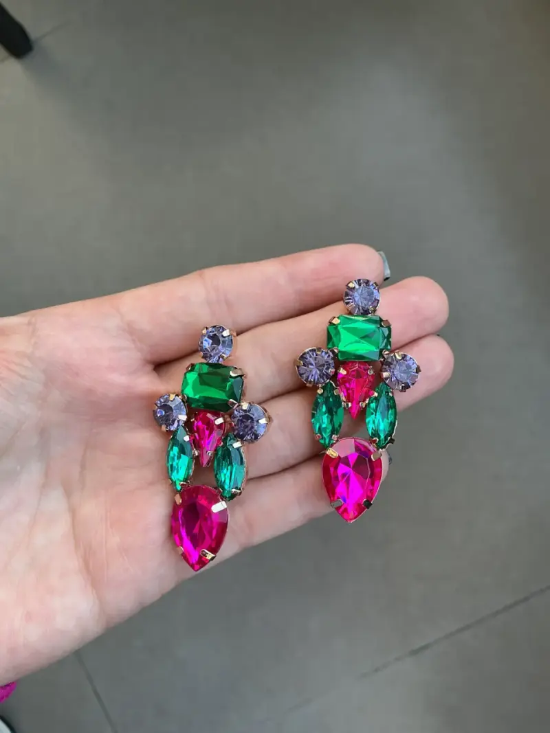 Pendientes con piedras de colores - 2