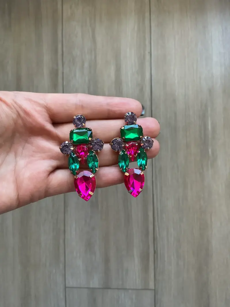 Pendientes con piedras de colores - 3