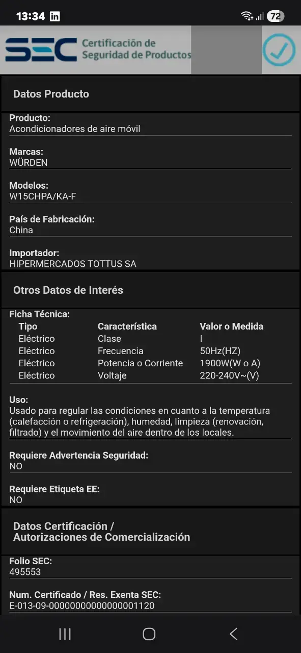 Aire acondicionado portátil Würden 15.000BTU - 2