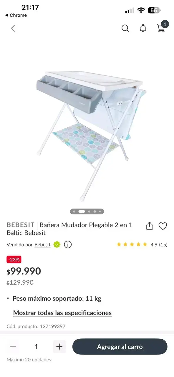 Mudador con bañera bebesit - 5