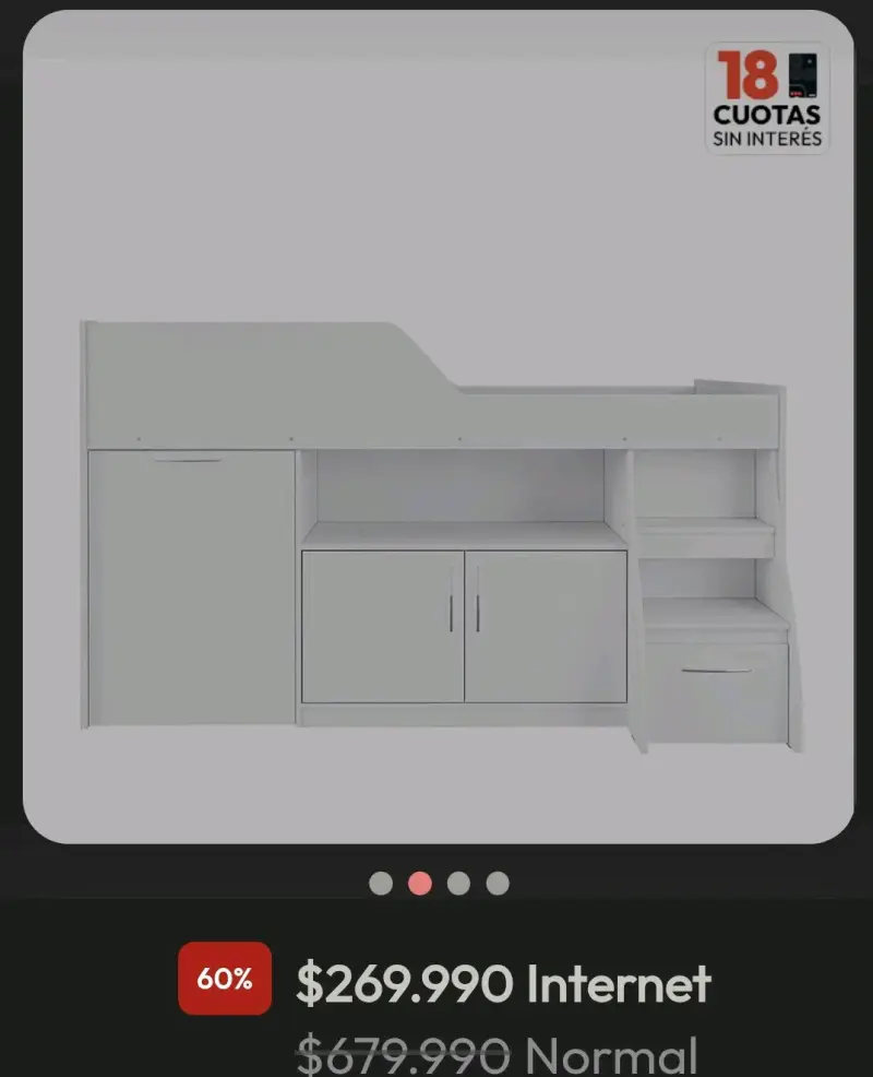 Cama alta con escritorio y estantes - 2