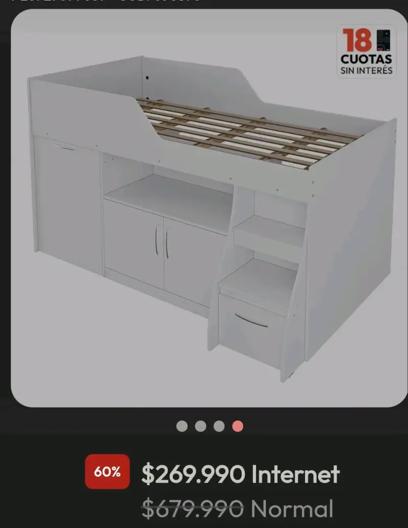 Cama alta con escritorio y estantes - 4