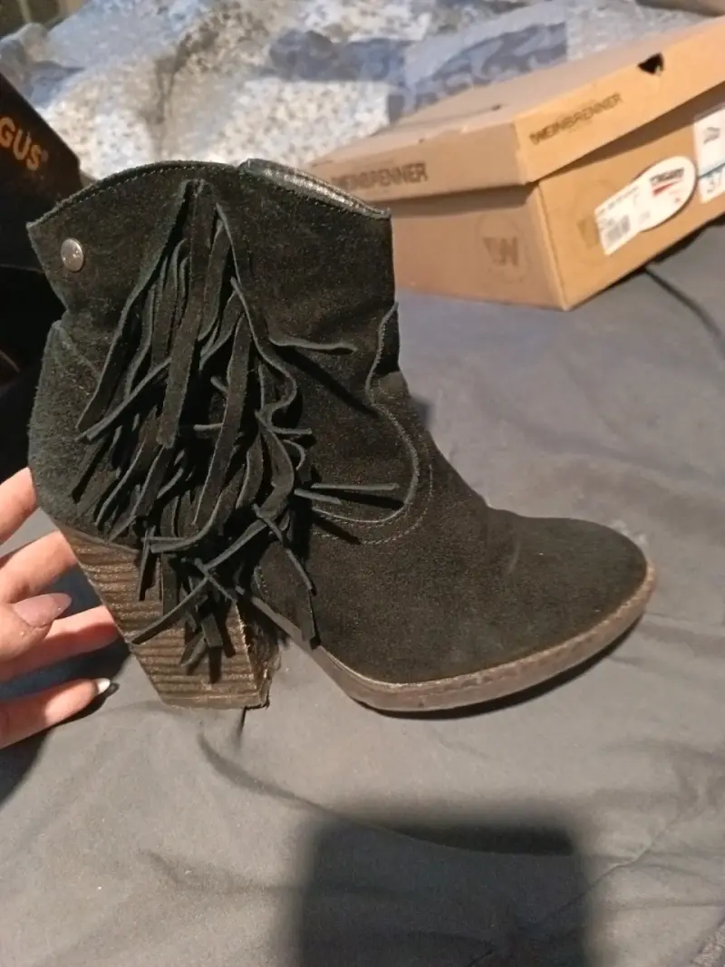 Botines negros con flecos - 3