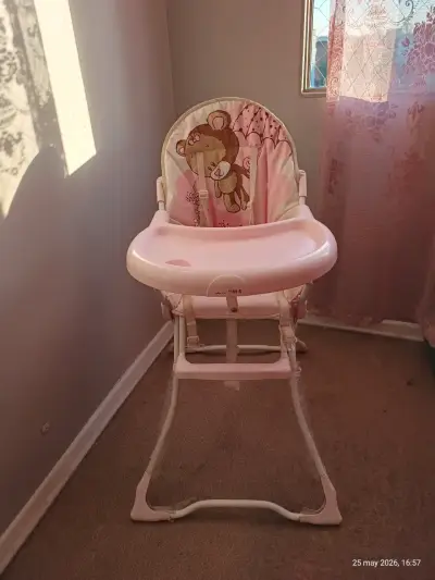 Silla de comer para bebé rosa - miniatura 1