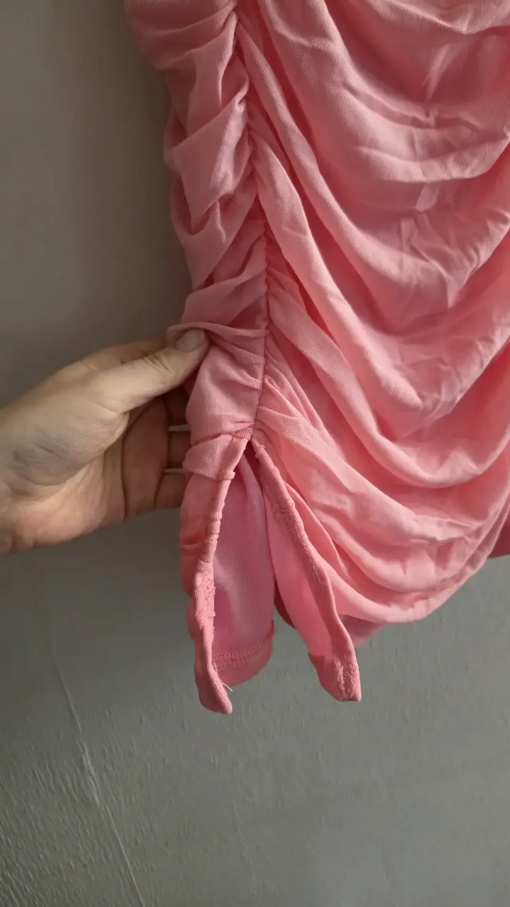 Vestido rosa drapeado - 2