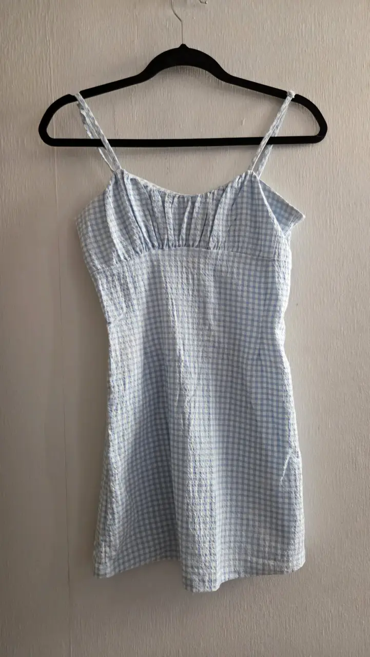 Vestido con cierre y cuadros celestes - 1
