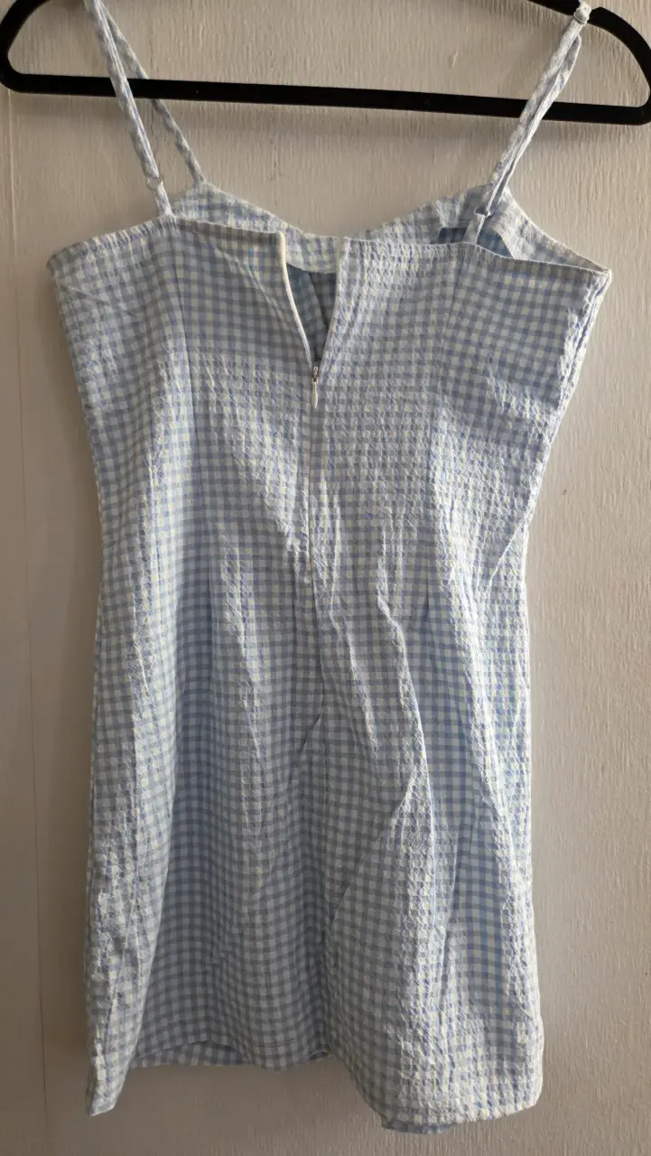 Vestido con cierre y cuadros celestes - 2