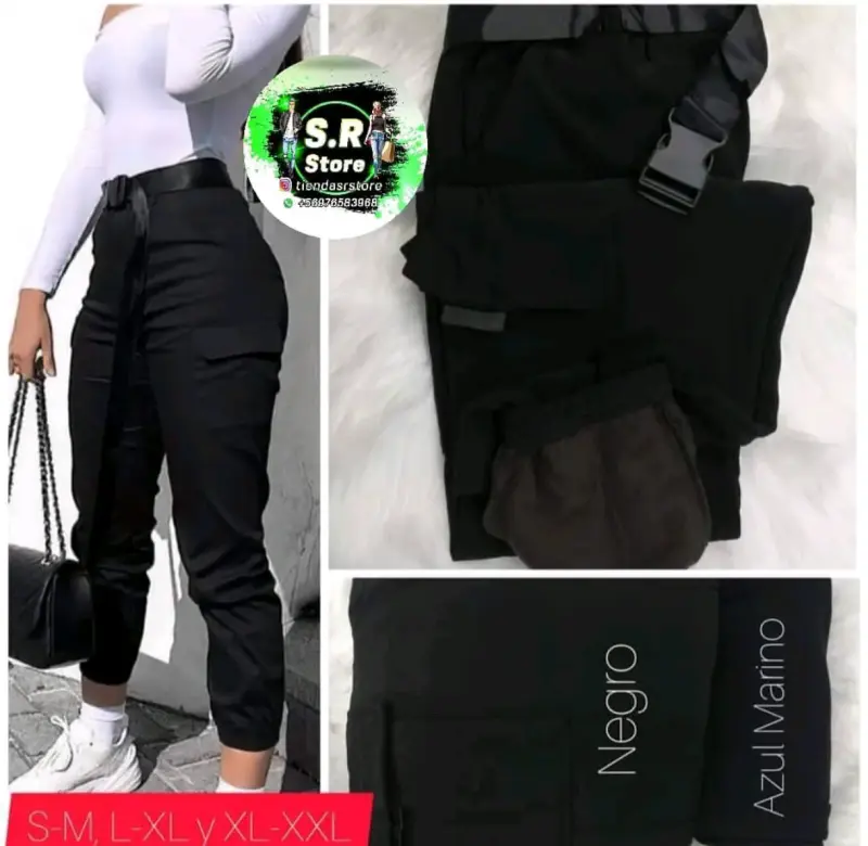 Pantalones cargo mujer negros