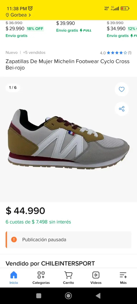 Zapatillas Michelin Footwear beige y rojo - 1