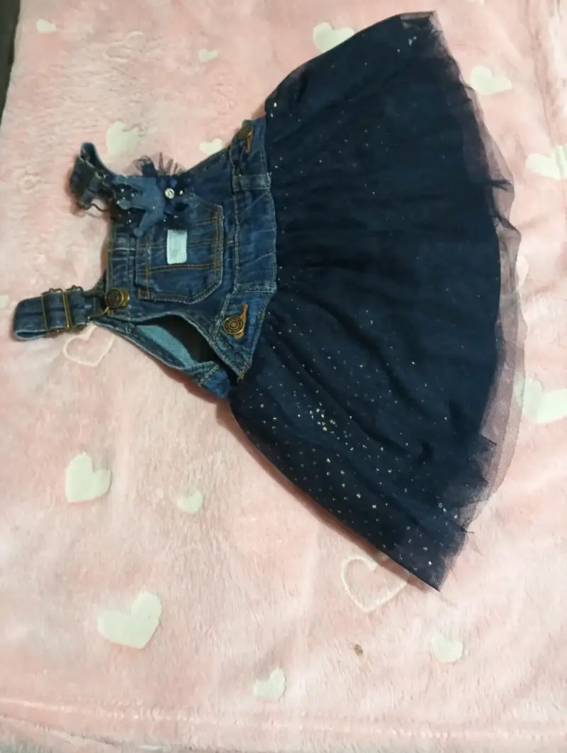 Vestido mezclilla y tul azul bebé