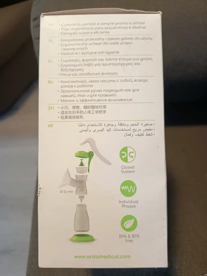 Bomba extractora de leche manual Ardo - 2