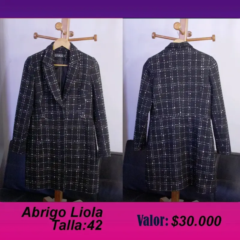 Abrigo Liola negro a cuadros