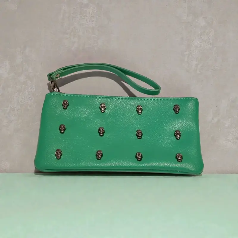 Billetera/monedero zappa verde con tachas