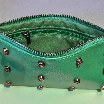 Billetera/monedero zappa verde con tachas - miniatura 3
