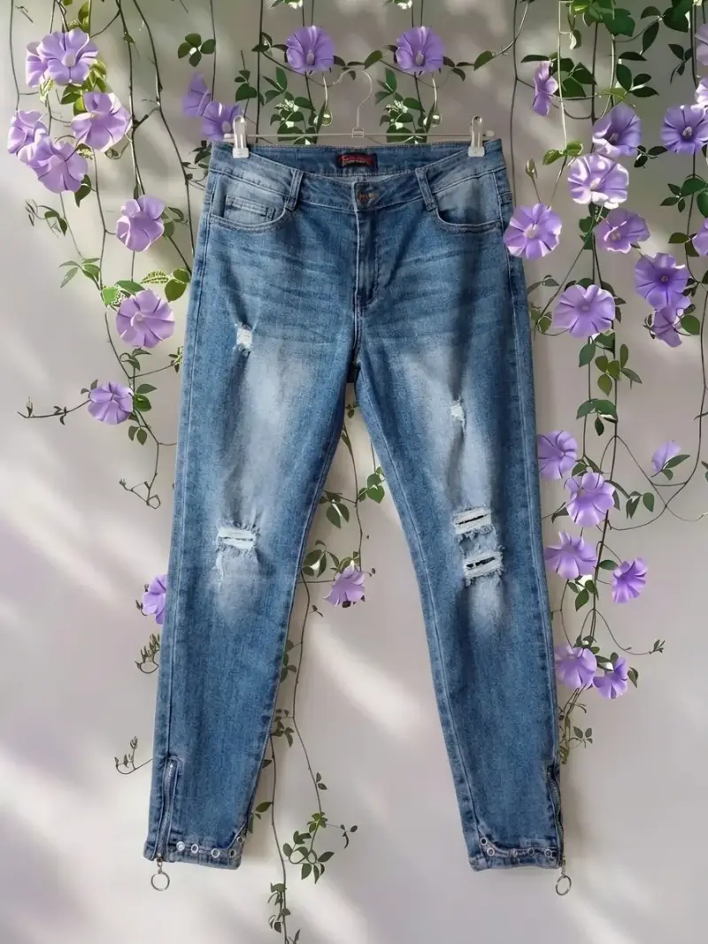 Jeans azul desgastados para mujer