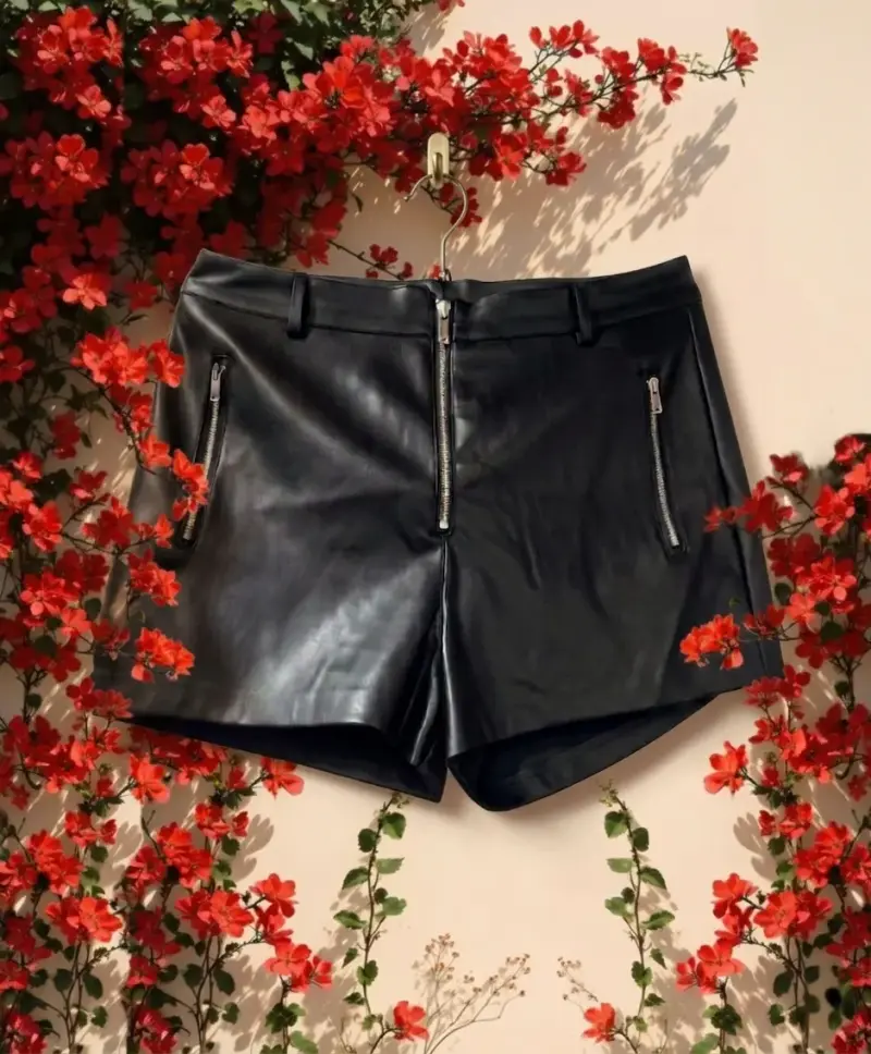 Shorts de cuero negro