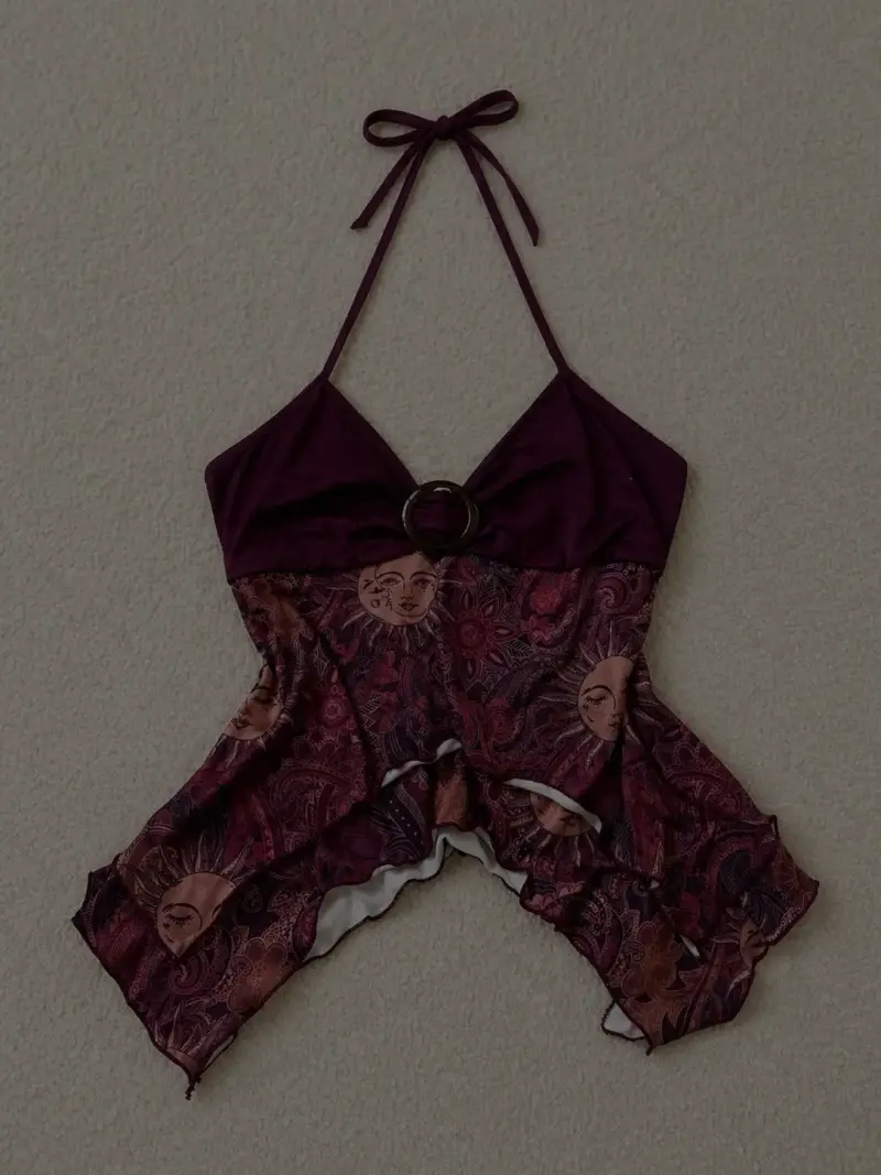 Top halter rojo con estampado - 2