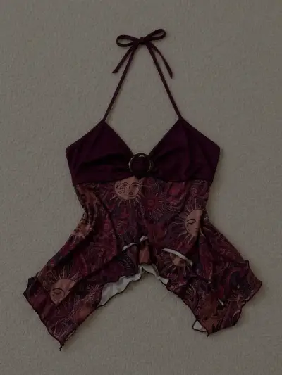 Top halter rojo con estampado - miniatura 2