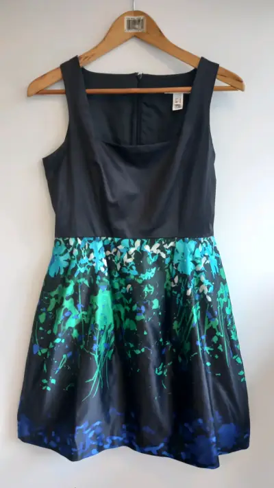Vestido Mango talla M estampado negro y azul - miniatura 1