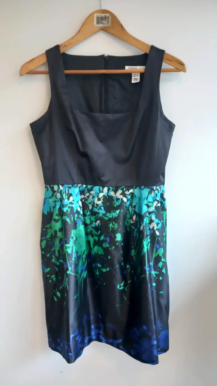 Vestido Mango talla M estampado negro y azul - 2