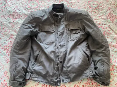 Chaqueta moto gris protecciones - miniatura 1