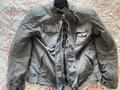 Chaqueta moto gris protecciones - miniatura 2