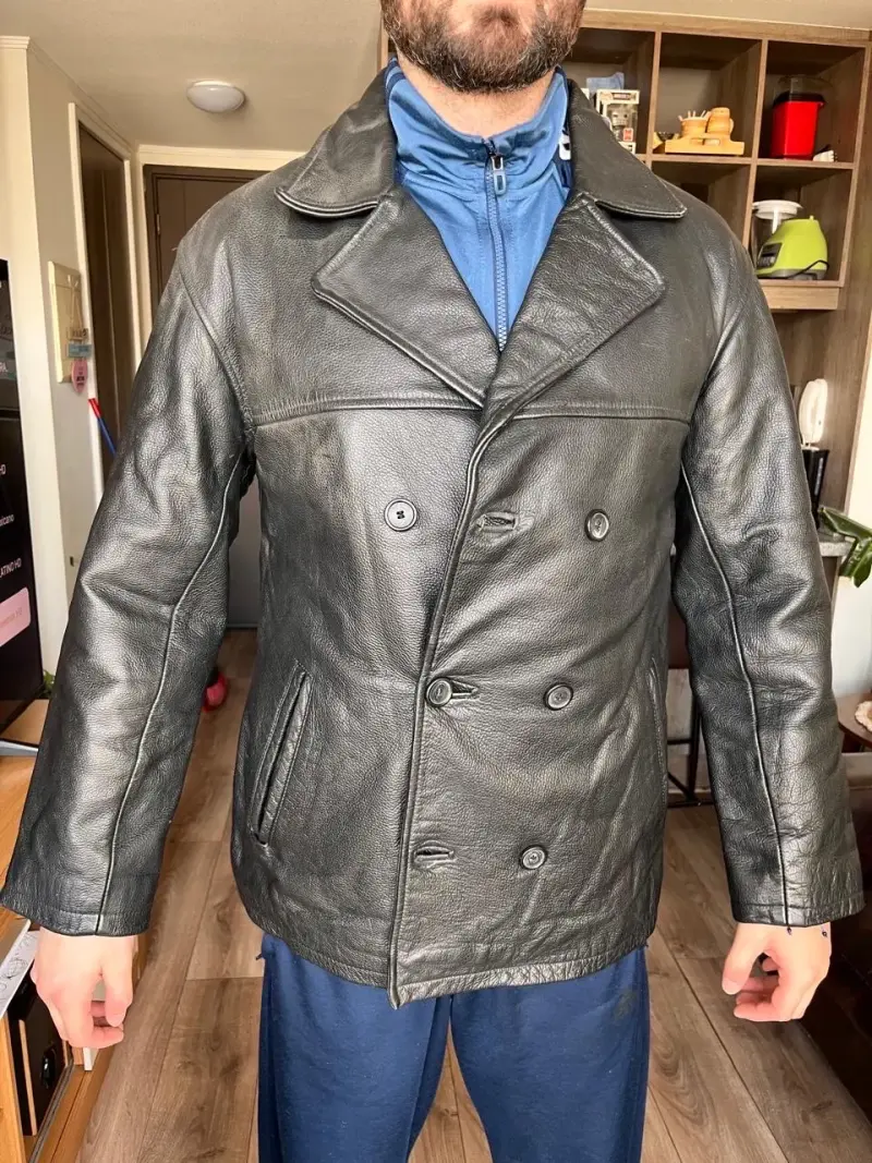 Chaqueta cuero negro hombre - 1