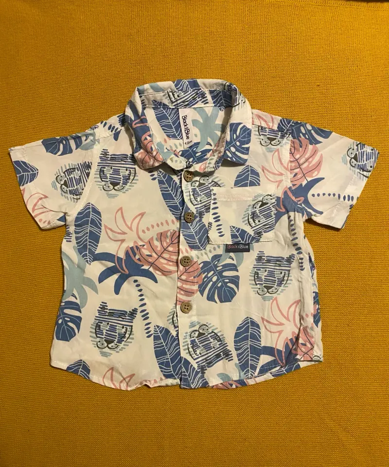 Camisa de niño estampado tropical, talla 12 Meses