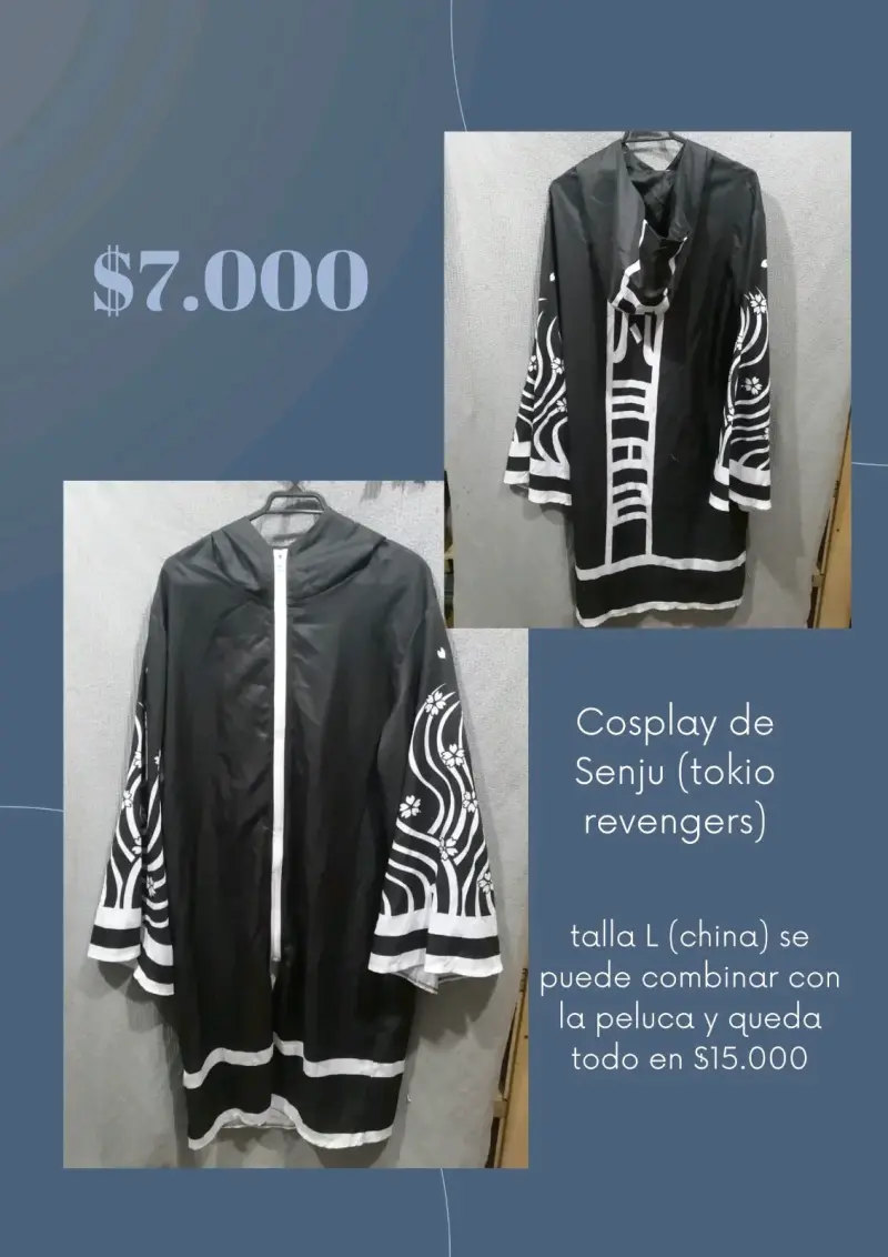 Capa cosplay Senju blanco y negro