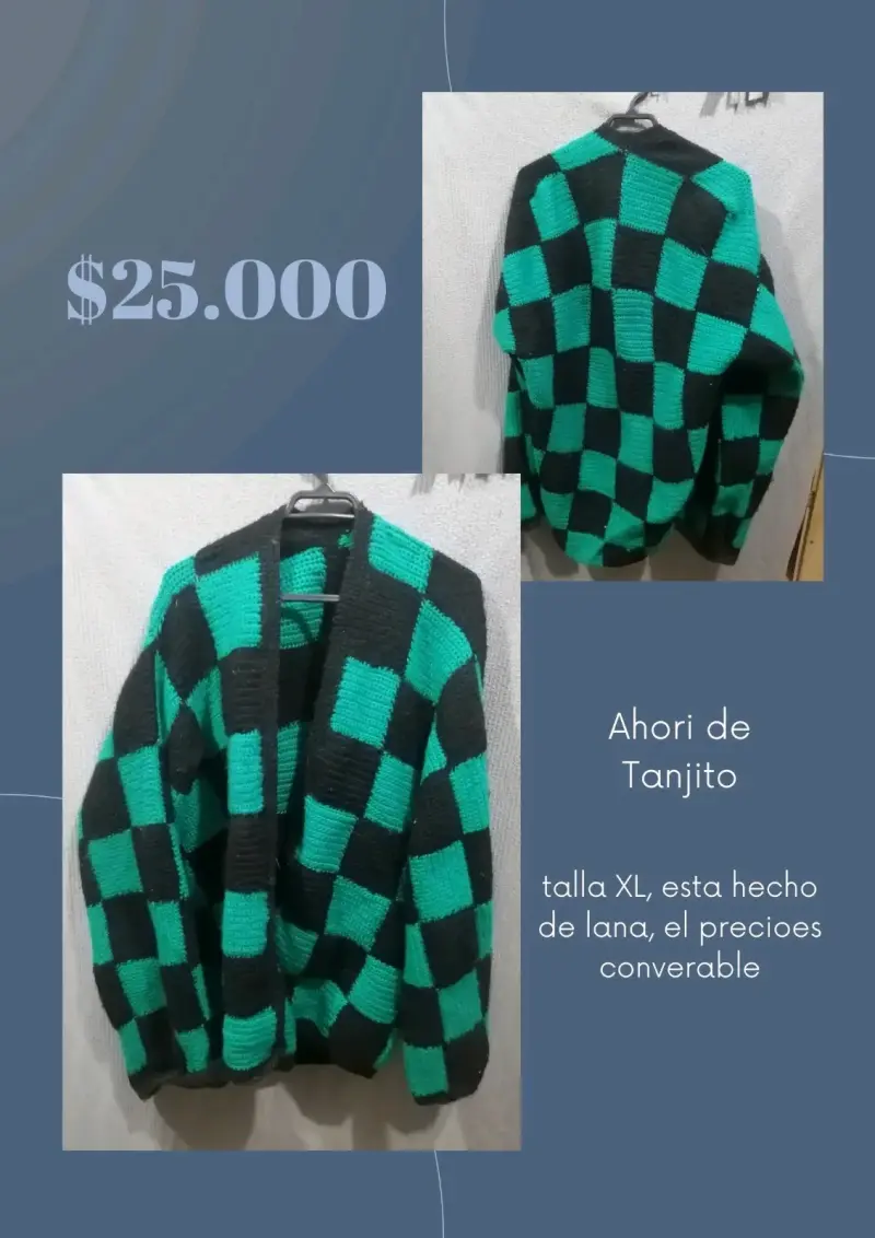 Cardigan a cuadros verde y negro