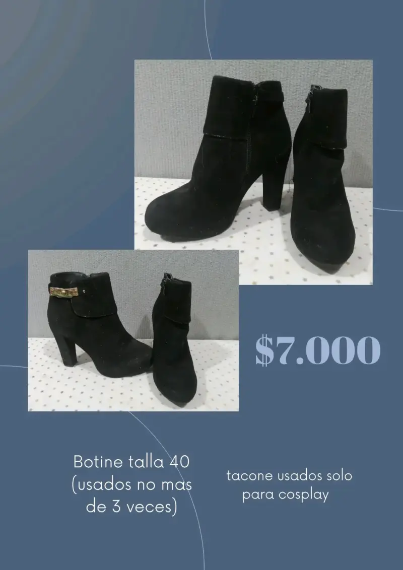 Botines negros de tacón talla 40
