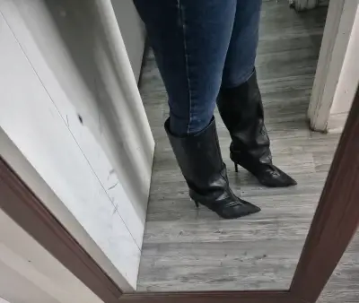 Botas negras slouchy de tacón alto (23,5 cm) - miniatura 2
