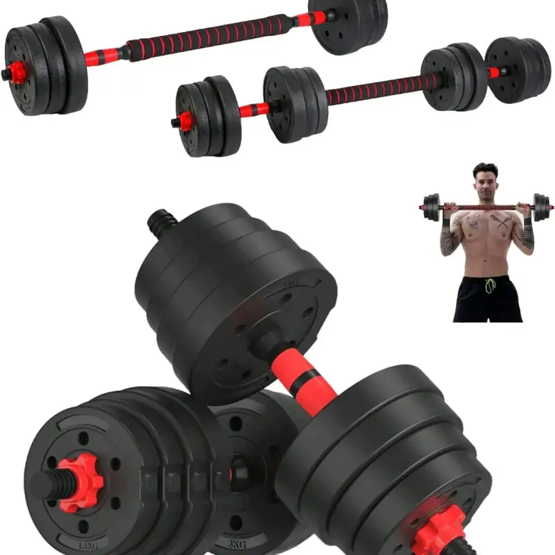 Mancuerna ajustable negra y roja 30Kg - 5