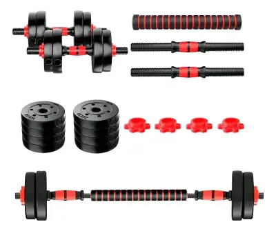 Mancuerna ajustable negra y roja 30Kg - miniatura 11