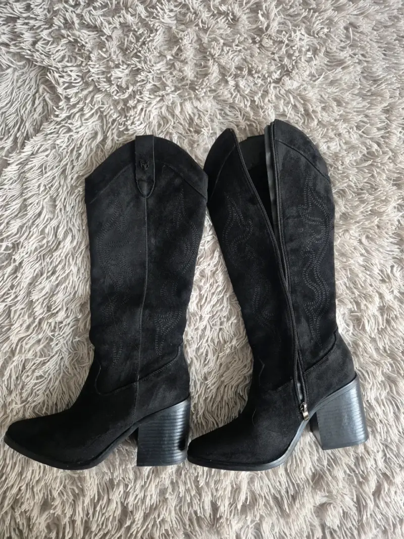 Botas Texanas Gotta num 35 (23cm) negras de gamuza - 1
