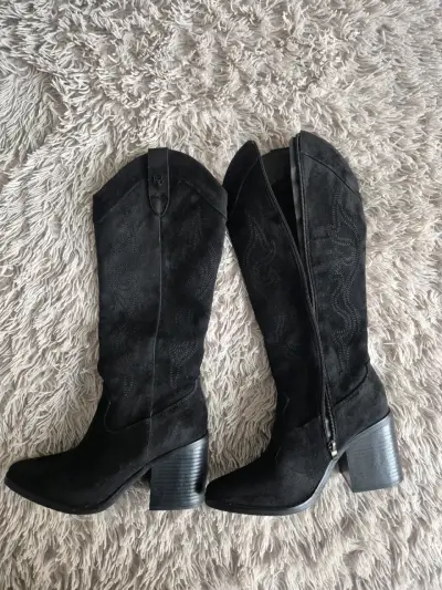 Botas Texanas Gotta num 35 (23cm) negras de gamuza - miniatura 1
