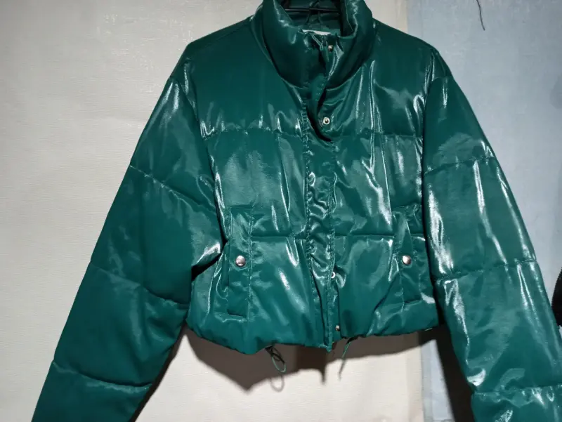 Chaqueta acolchada verde metálica - 1