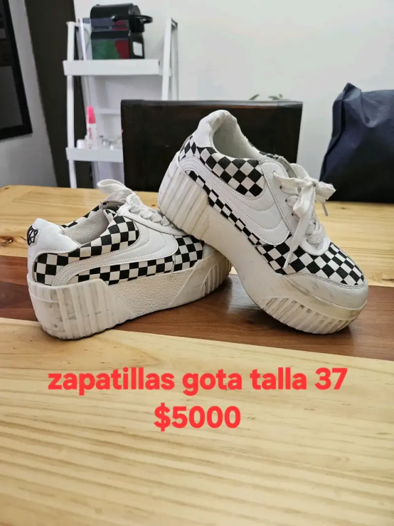 Zapatillas Gota damero blanco y negro - 1