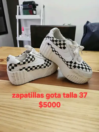 Zapatillas Gota damero blanco y negro - miniatura 1